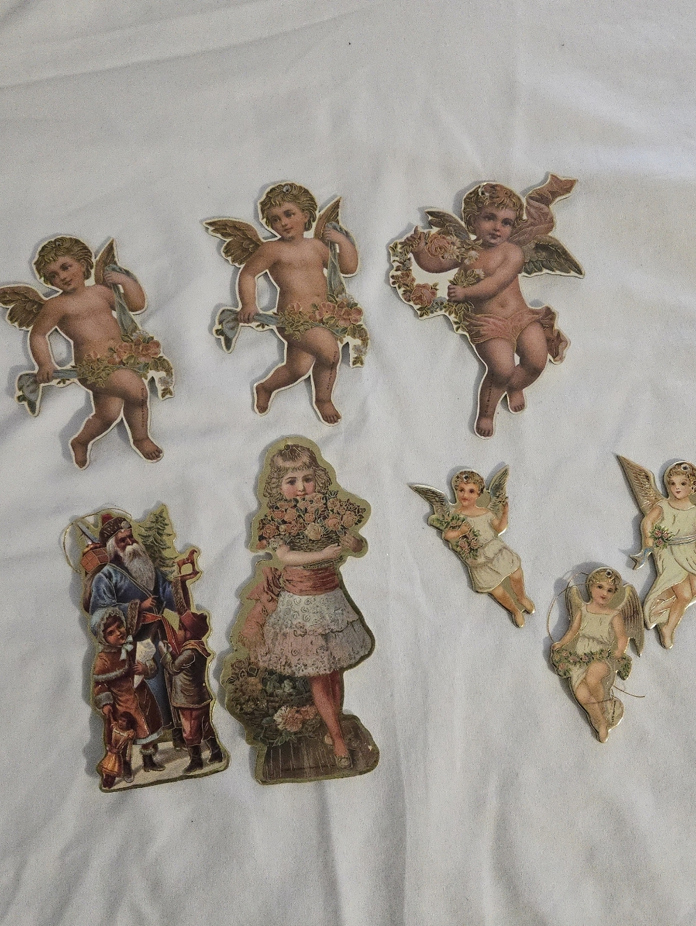 VTG Merrimack B. Shackman Angels Die Cut Christmas Tags Ornaments Lot OF 8